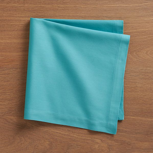 Set of eight Fete Aqua Cotton Napkins Crate and Barrel