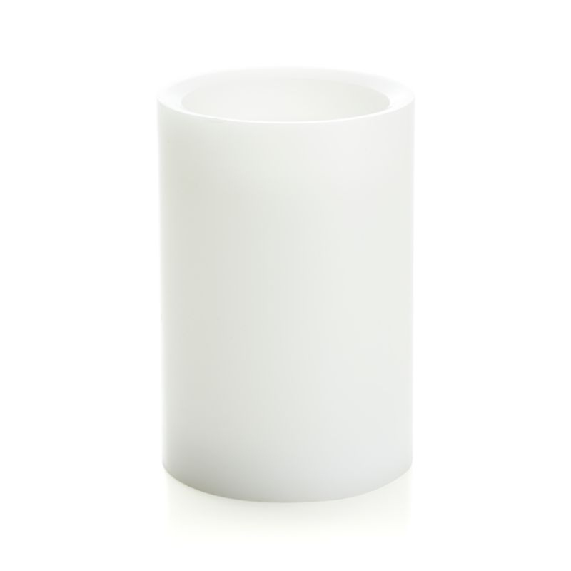 Flameless White 4"x6" Pillar Candle with Timer Crate and Barrel