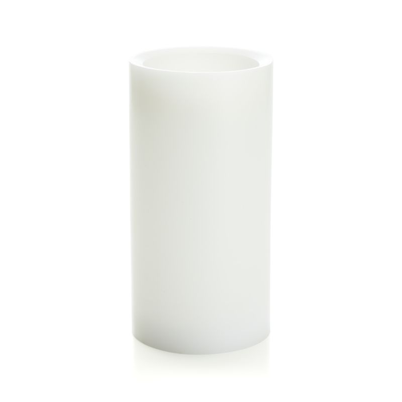 Flameless White 4"x8" Pillar Candle with Timer Crate and Barrel