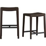 Folio Chocolate Leather Backless Barstools