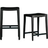 Folio Ebony Leather Backless Barstools