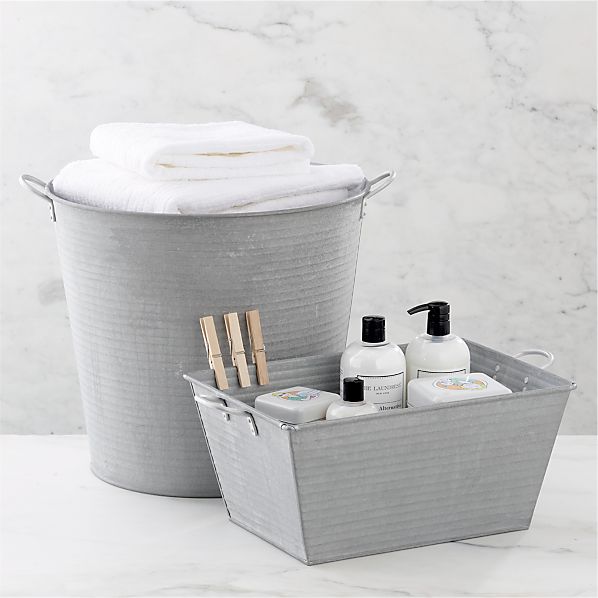 Galvanized Bath Tub http://www.crateandbarrel.com/galvanized-tub-and ...