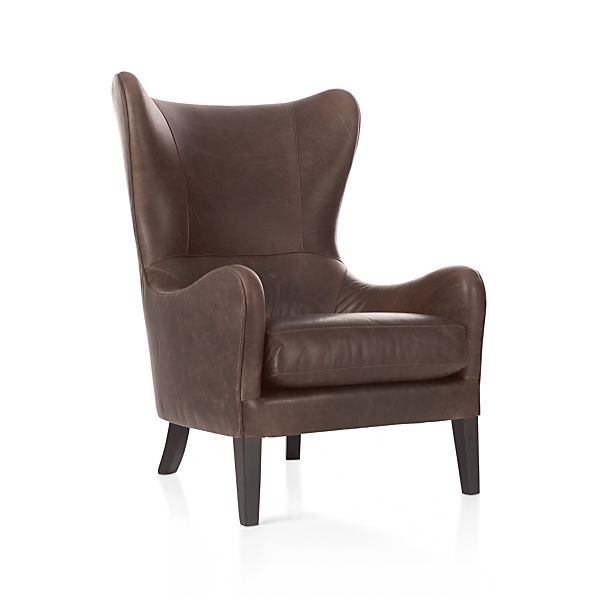 Garbo Leather Wingback Chair Crate And Barrel