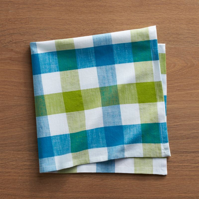 Gingham GreenBlue Napkin Crate and Barrel