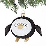 Glass Penguin with Glasses Ornament
