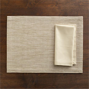 Grasscloth Neutral Placemat and Cotton Ecru Napkin