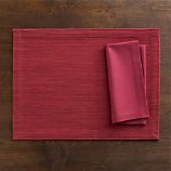 Grasscloth Placemat Berry and Cotton Napkin Berry