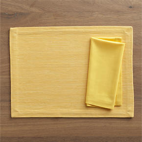 Grasscloth Daffodil Placemat and Cotton Daffodil Napkin