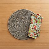 Rattan Placemat and Octavio Green Napkin