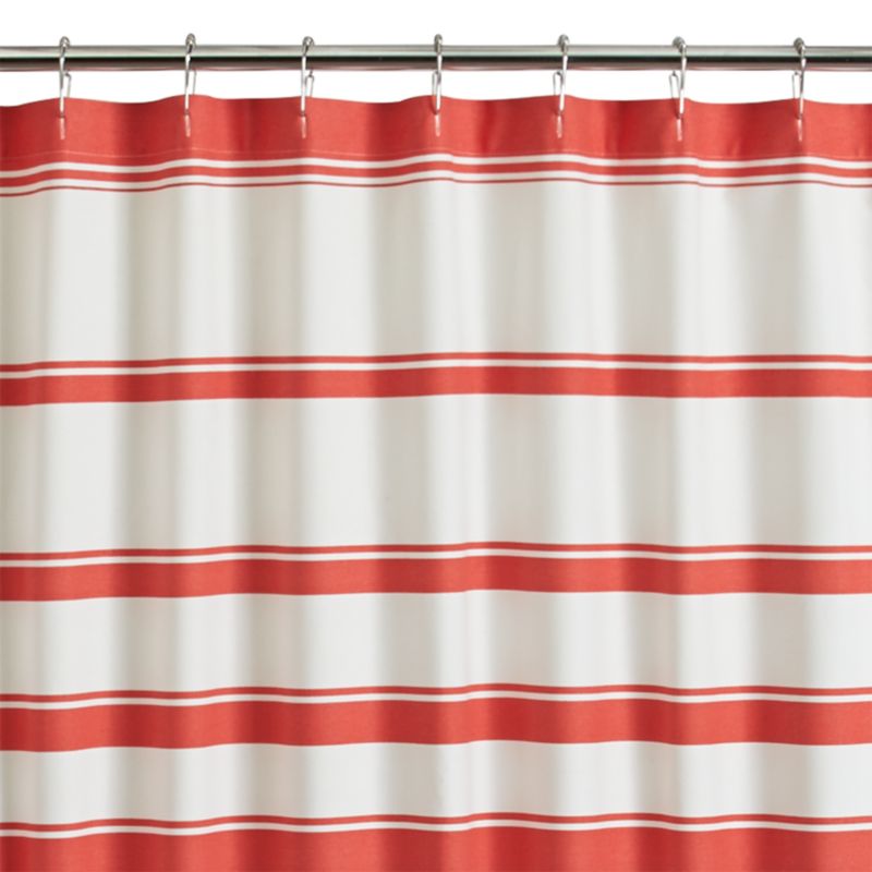 Hampton Stripe Coral Shower Curtain Crate and Barrel
