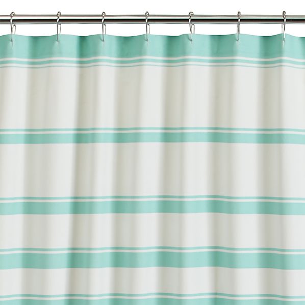 Hampton Stripe Seafoam Shower Curtain Crate and Barrel