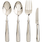 Harrison 4-Piece Serving Set: serving spoon, pierced serving spoon, serving fork, butter knife.