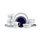 Helix 16-Piece Set with Blue Salad Plate: four four-piece place settings with blue salad plate.