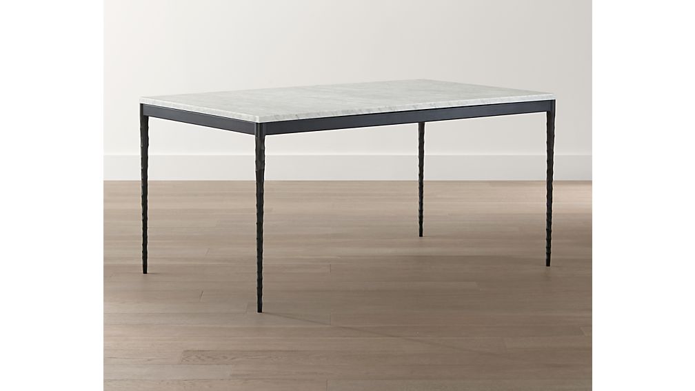 Marble Top/ Hammered Base 60x36 Dining Table in Dining Tables Crate