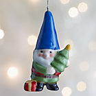 ceramic gnome ornament with blue hat