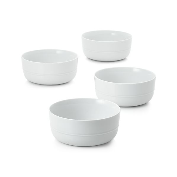 Set of 4 Hue White Bowls Crate and Barrel