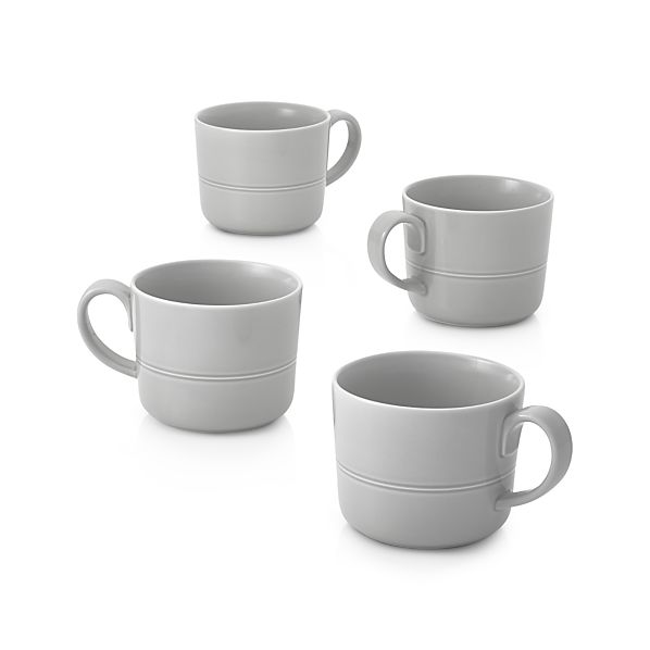 Set of 4 Hue Light Grey Mugs Crate and Barrel