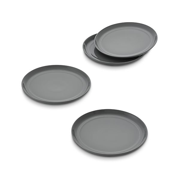 Set of 4 Hue Dark Grey Salad Plates Crate and Barrel
