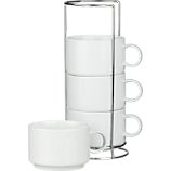 Set of 4 Jumbo Stacking Mugs with Metal Rack