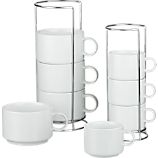 Jumbo Stacking Mugs and Stacking Coffee Mugs with Metal Racks
