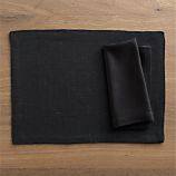 Jute Black Placemat and Sateen Black Napkin