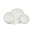 Kensington Pearl 5-Piece Place Setting: dinner plate, salad plate, bread and butter plate, cup and saucer.