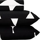 Marimekko Kivet Black Full Sheet Set. Includes one flat sheet, one fitted sheet and two standard pillowcases.