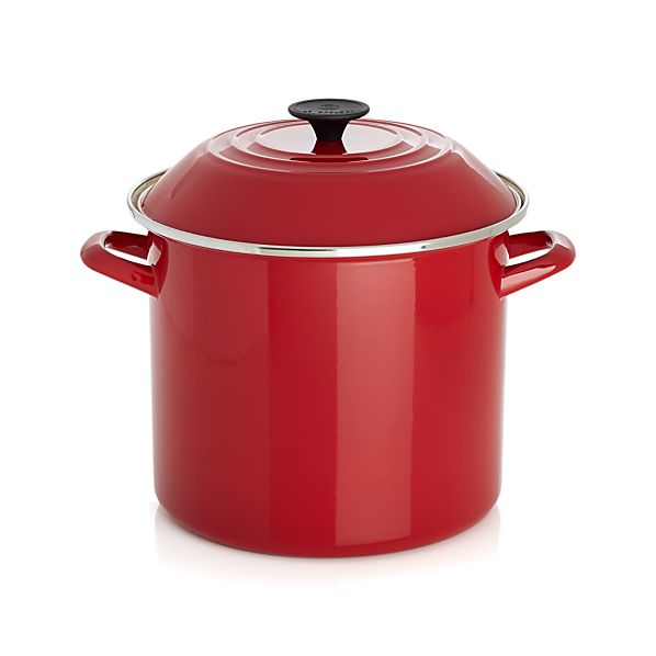 Le Creuset ® 10 qt. Red Enamel Stock Pot with Lid Crate and Barrel