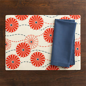 Lisette Placemat and Cotton Smoky Blue Napkin