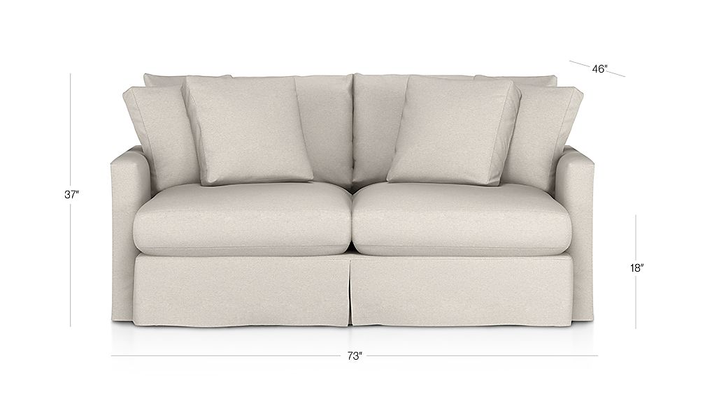 Lounge Slipcovered Apartment Sofa Dove with Contrast Saddle Stiching