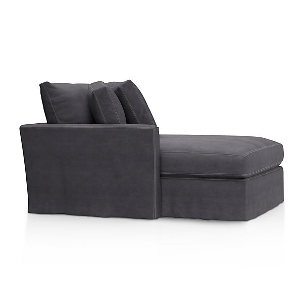 Lounge Slipcovered Left Arm Chaise Dove with Contrast Saddle Stiching