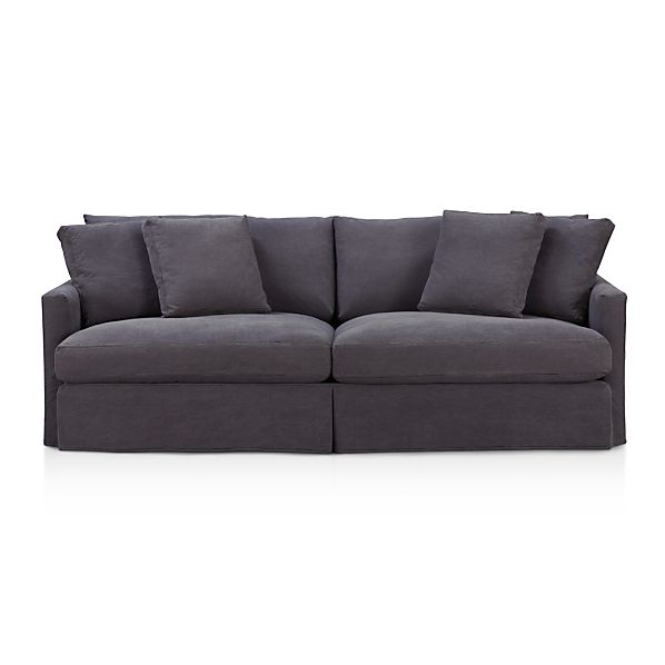 Lounge 93" Slipcovered Sofa - Charcoal With Contrast Saddle Stiching ...