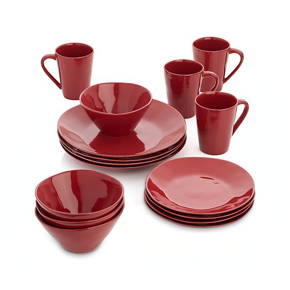 Marin Red 16Piece Dinnerware Set Crate and Barrel