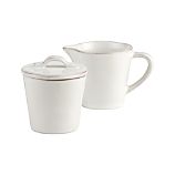 Marin White Sugar Bowl with Lid and Creamer