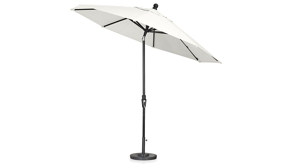 9' Round Sunbrella ® White Sand Patio Umbrella with Tilt Black Frame in