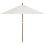 9' Round Sunbrella® White Sand Umbrella with Eucalyptus Frame