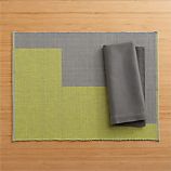Maya Green Placemat and Cotton Steel Napkin