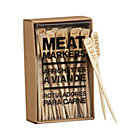 Set of 50 bamboo meat markers: five of each design.