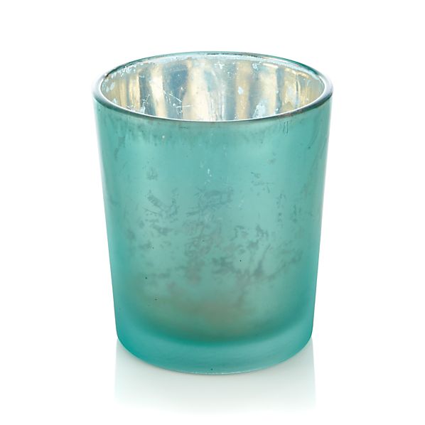 Mercury Turquoise Tea Light Candle Holder Crate and Barrel