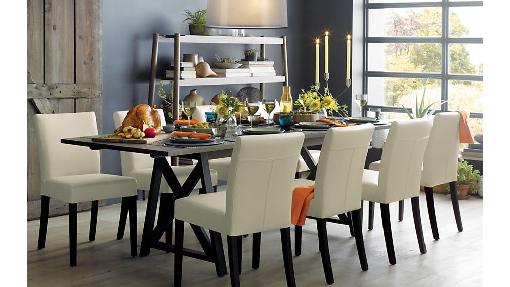 Lowe Ivory Leather Dining Chair Crate and Barrel