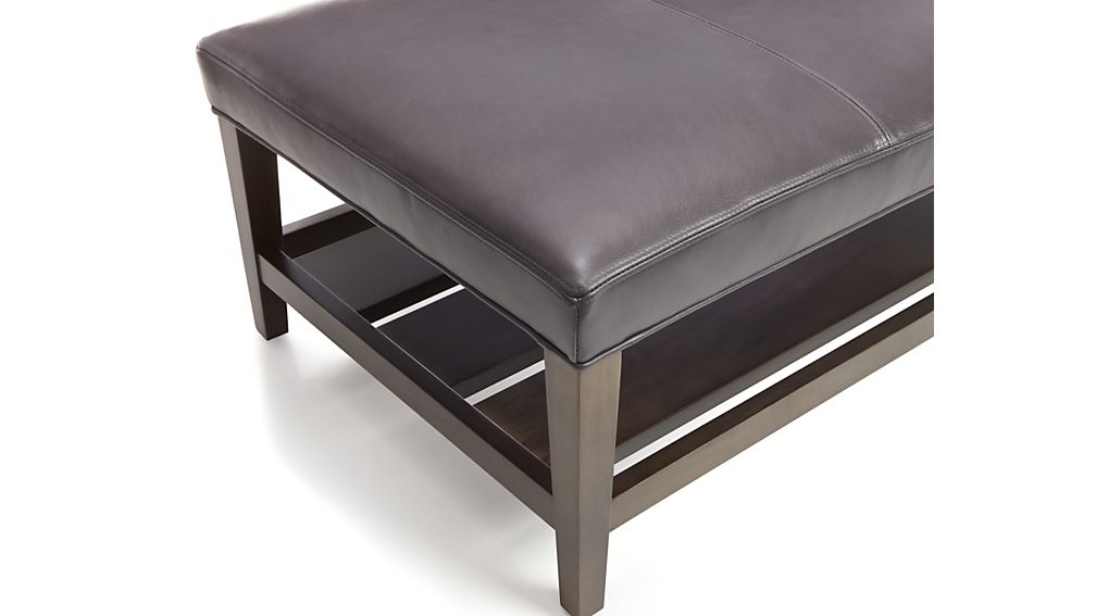 Milton Leather Rectangular Ottoman Granite Crate and Barrel