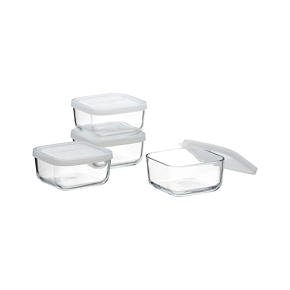 Set of 4 Mini Square Bowls with Lids