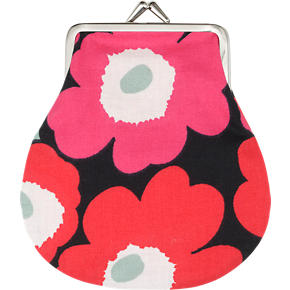 Marimekko Mini Unikko Pieni Kukkaro Red and Black Coin Purse