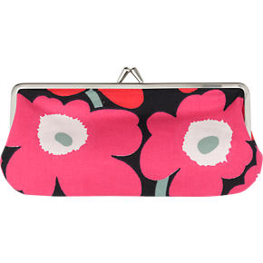 Marimekko Mini Unikko Silmalasikukkaro Red and Black Coin Purse