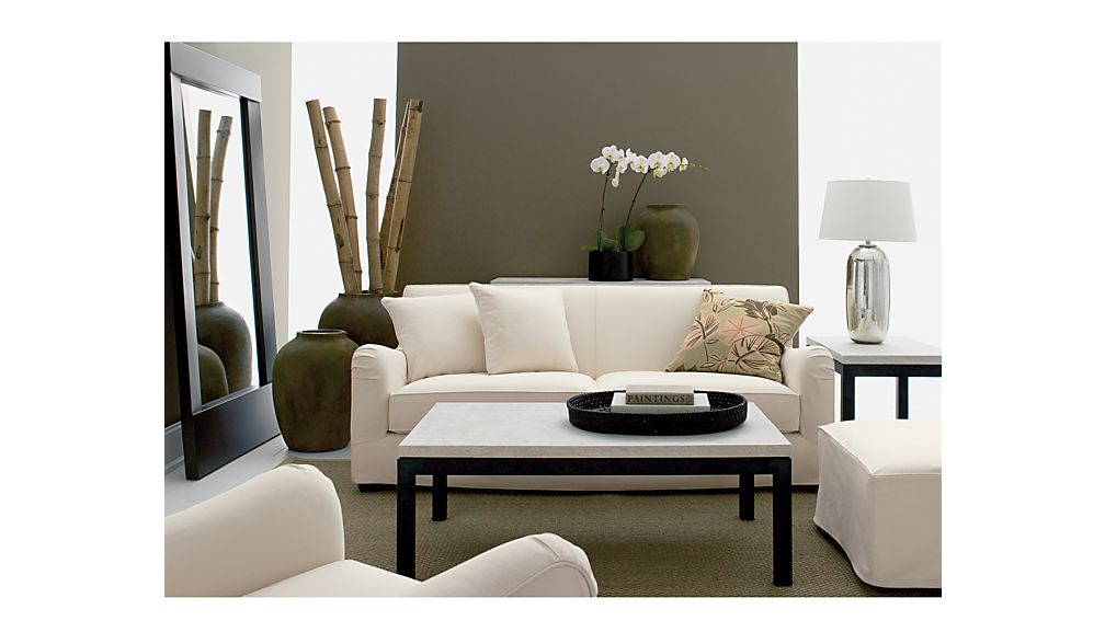 Parsons Square Coffee Table with Travertine Top in Coffee Tables & Side Tables Crate and Barrel