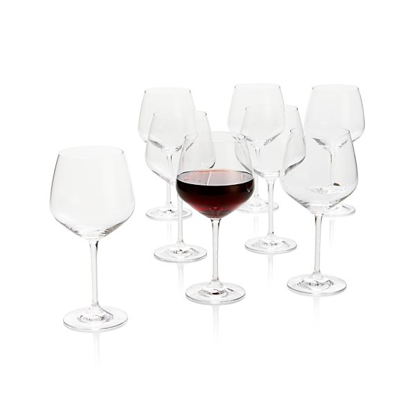 Set of 8 Nattie Big Red Wine Glasses Crate and Barrel
