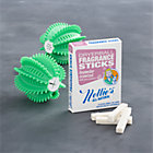 Nellie's™ 12-Piece All-Natural Dryerball and Fragrance Stick Set: two Dryerballs and 10 Fragrance Sticks.