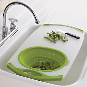 Nonslip Over-the-Sink Board with Colander