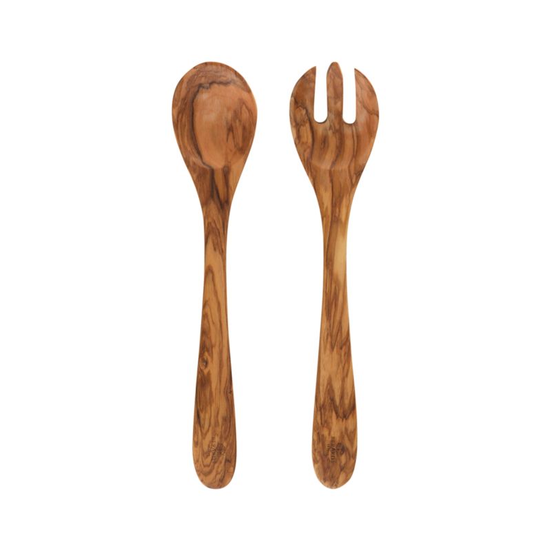 2Piece Olivewood Salad Server Set Crate and Barrel