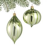 Set of 2 Ombre Green Onion and Drop Ornaments